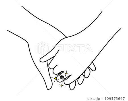 手を握る女性の薬指に輝くエンゲージリング 手を握る女性の薬指に輝くエンゲージリング 109573647