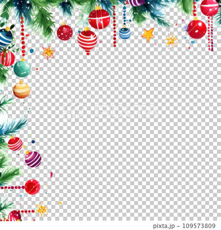 watercolor christmas decoration border element isolated watercolor christmas decoration border element isolated 109573809