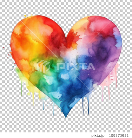 Rainbow colors watercolor heart isolated Rainbow colors watercolor heart isolated 109573931