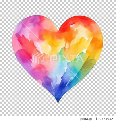 Rainbow colors watercolor heart isolated Rainbow colors watercolor heart isolated 109573932