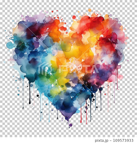 Rainbow colors watercolor heart isolated 109573933