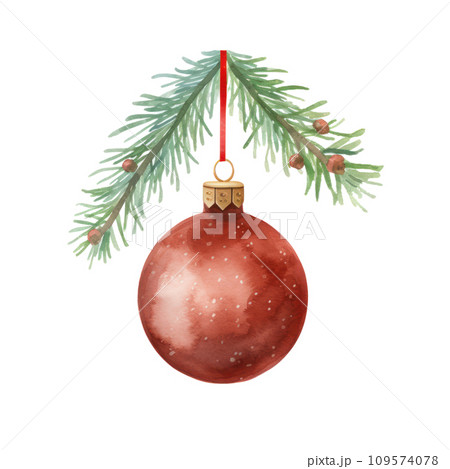 watercolor christmas decoration element isolated watercolor christmas decoration element isolated 109574078