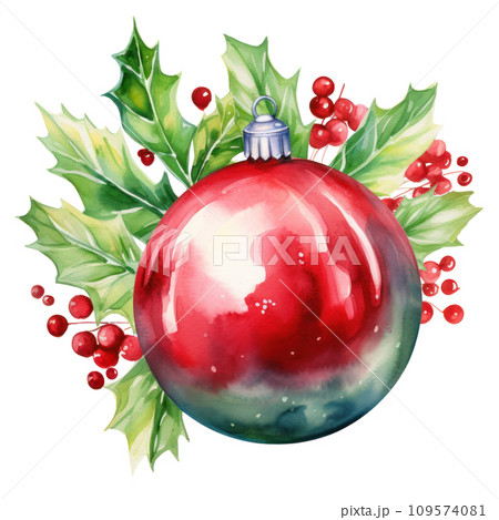 watercolor christmas decoration element isolated 109574081