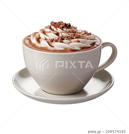 a cup of hot cocoa, isolated 109574195