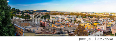 Gorgeous aerial view of the city center in Rome at sunny sunset Gorgeous aerial view of the city center in Rome at sunny sunset 109574538