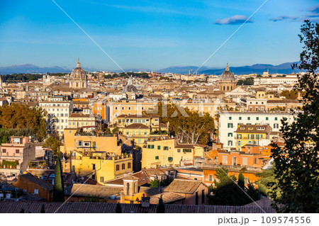 Gorgeous aerial view of the city center in Rome at sunny sunset Gorgeous aerial view of the city center in Rome at sunny sunset 109574556