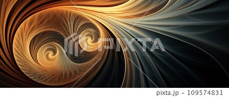 AI-generated content. 3D Abstract Design Background with Wavy and Spiral Fractal Patterns, Generative AI 109574831