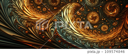 AI-generated content. 3D Abstract Design Background with Wavy and Spiral Fractal Patterns, Generative AI 109574846