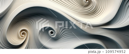 AI-generated content. 3D Abstract Design Background with Wavy and Spiral Curves, Generative AI 109574952