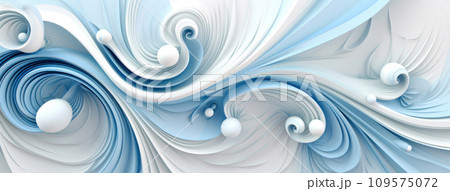 AI-generated content. 3D Abstract Design Background with Wavy and Spiral Curves, Generative AI 109575072