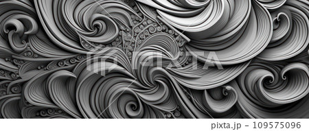 AI-generated content. 3D Abstract Design Background with Wavy and Spiral Curves, Generative AI 109575096