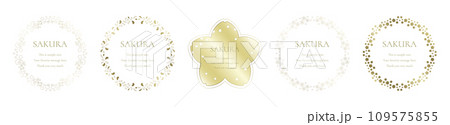 素材_フレームのセット_桜をモチーフにした春の飾り枠。ゴールドの高級感ある囲みのデザイン 素材_フレームのセット_桜をモチーフにした春の飾り枠。ゴールドの高級感ある囲みのデザイン 109575855