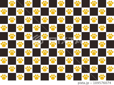 猫の足あと入りチェック柄 猫の足あと入りチェック柄 109576074