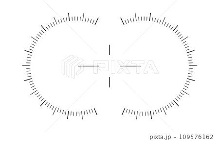 Viewfinder scale of binocular, periscope, military optic, sniper weapon with circle charts and crosshair aim sign. POV digital screen design isolated on white background Viewfinder scale of binocular, periscope, military optic, sniper weapon with circle charts and crosshair aim sign. POV digital screen design isolated on white background 109576162