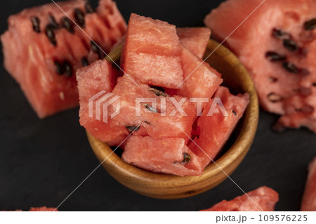 delicious ripe watermelon with large seeds 109576225