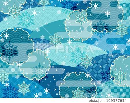雪の和風柄 109577654