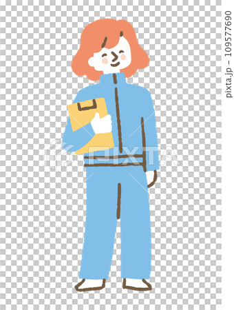 Woman wearing sportswear and holding files_color 109577690