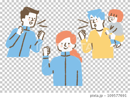 A woman wearing training wear cheered by those around her_color 109577691