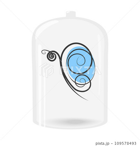 Stylized butterfly inside a transparent glass flask. Greetings or invitations cards design concept 109578493