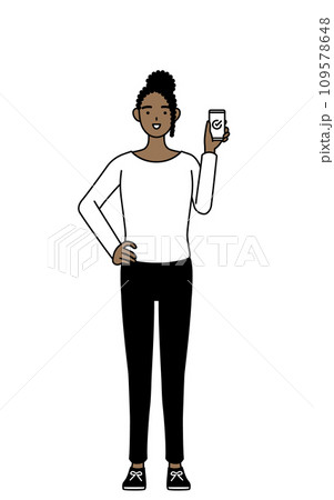 仕事でスマホを使うアフリカ系女性 109578648