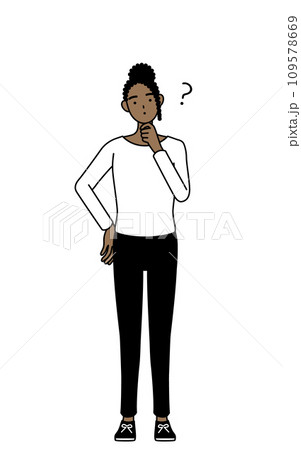 疑問を持って首をかしげるアフリカ系女性 109578669