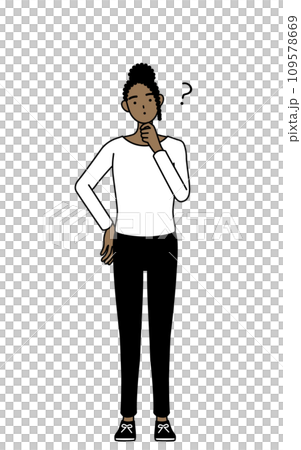 疑問を持って首をかしげるアフリカ系女性 109578669