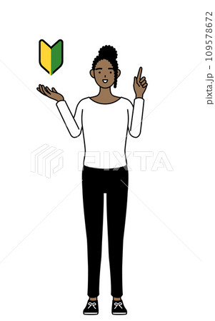 若葉マークを示すアフリカ系女性 109578672
