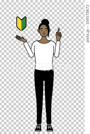 若葉マークを示すアフリカ系女性 109578672