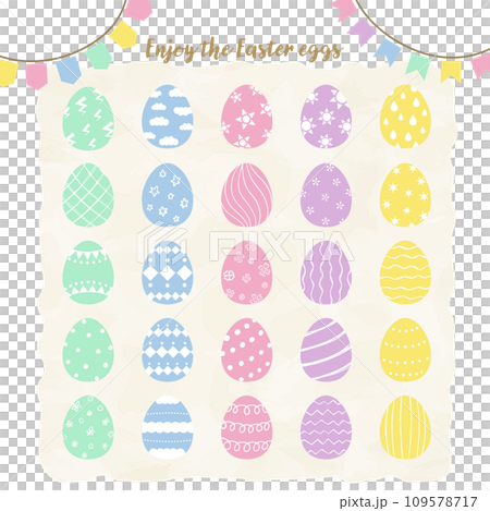 Set of colorful easter eggs in pastel colors 109578717