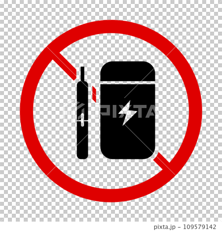 Electronic cigarette prohibited icon. Electronic cigarette no smoking icon. vector. 109579142
