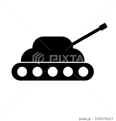 戦車のシルエットアイコン。軍事兵器。ベクター。 戦車のシルエットアイコン。軍事兵器。ベクター。 109579227