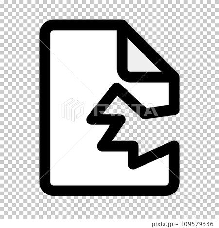 シンプルな破れた書類のアイコン。破損したファイル。ベクター。 シンプルな破れた書類のアイコン。破損したファイル。ベクター。 109579336