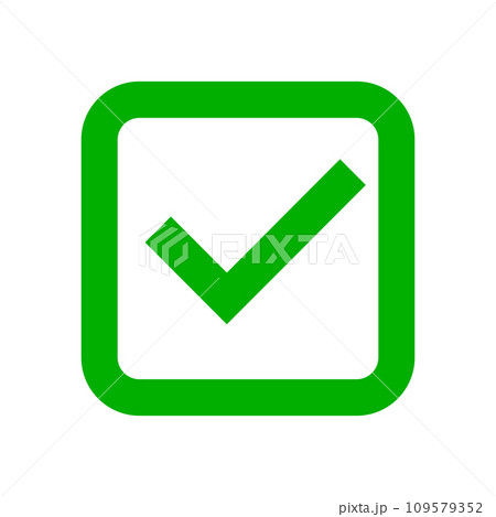 シンプルな緑色の四角いチェックボックスアイコン。ベクター。 109579352
