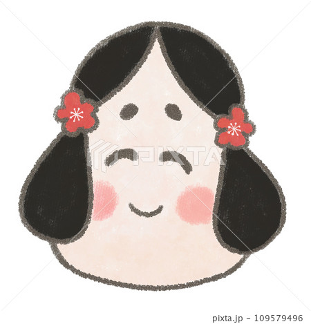 クレヨンで描いた節分のお多福(おかめ)イラスト 109579496