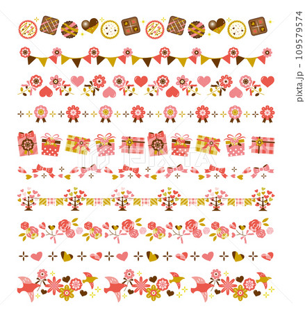 バレンタインの飾り罫セット　お祝い　バースデー 109579574