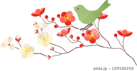 梅とウグイスのイラスト 109580208