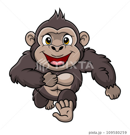 Cute gorilla cartoon on white background 109580259