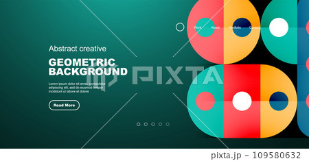 Simple circles and round elements pattern. Minimalist design geometric landing page. Creative concept for business, technology, science or print design Simple circles and round elements pattern. Minimalist design geometric landing page. Creative concept for business, technology, science or print design 109580632