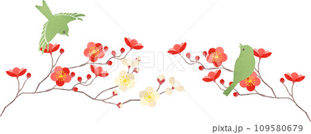 梅の花とウグイスのイラスト 109580679