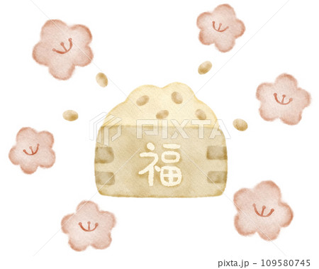 豆まきに使う升に入った大豆のイラスト素材 節分の日 豆まきに使う升に入った大豆のイラスト素材 節分の日 109580745