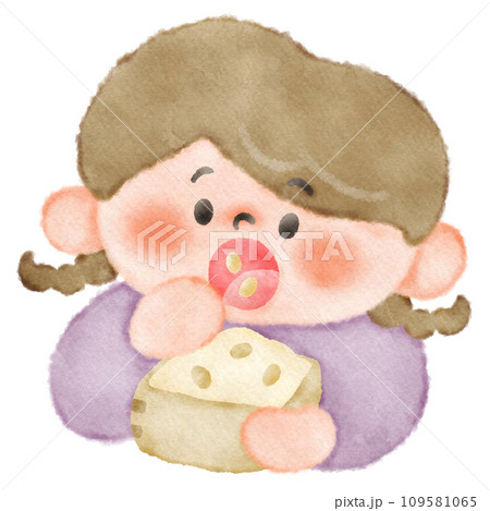 升に入った豆を食べる子供のイラスト素材　節分の日 109581065