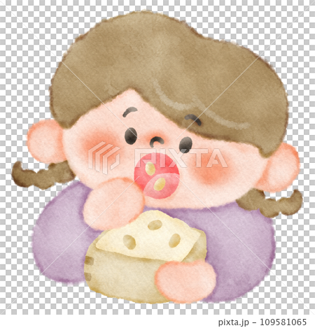 升に入った豆を食べる子供のイラスト素材　節分の日 109581065