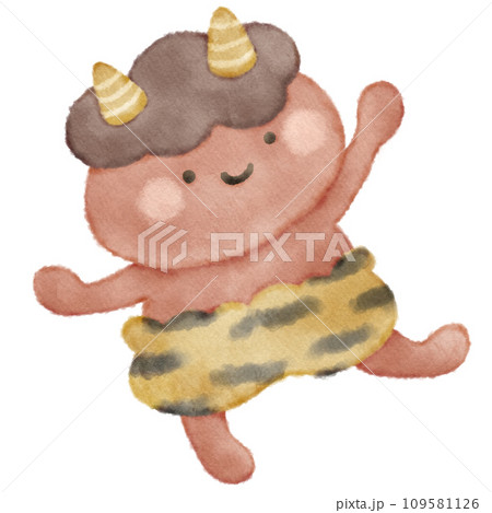 ふんわりかわいい赤鬼のイラスト素材　節分の日 109581126