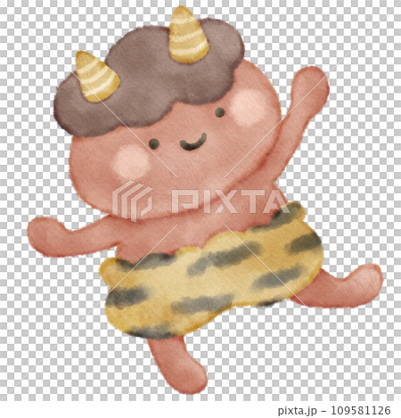 ふんわりかわいい赤鬼のイラスト素材　節分の日 109581126
