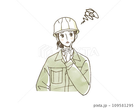 困っている女性作業員 109581295