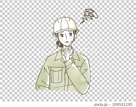 困っている女性作業員 109581295