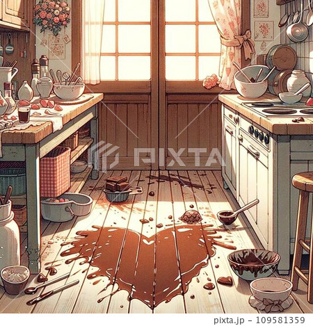 Background of a 90s anime style kitchen on Craiyon