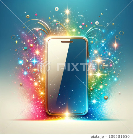 光輝くスマートフォンと星屑のアイコン 109581650