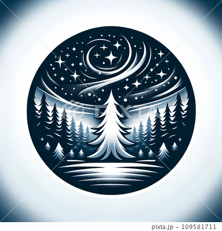 星空の下の冬の森アイコン 109581711