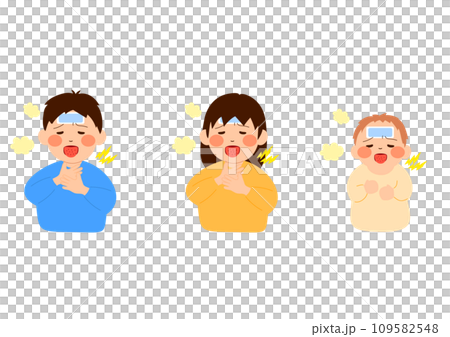 一個孩子用草莓舌抱怨疼痛的插圖 109582548